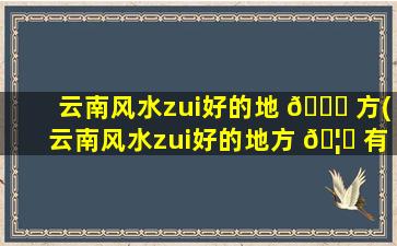 云南风水zui
好的地 💐 方(云南风水zui
好的地方 🦟 有哪些)